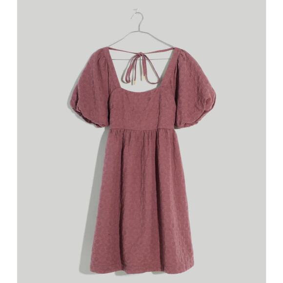 Madewell Quilted Puff-Sleeve Fun Flirty Mini Dress - Purple - XS - Picture 5 of 6